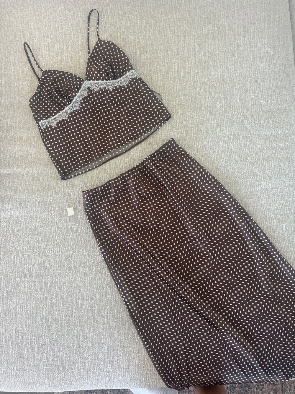 Brown Polka Dot Midi Skirt - Brand Unspecified